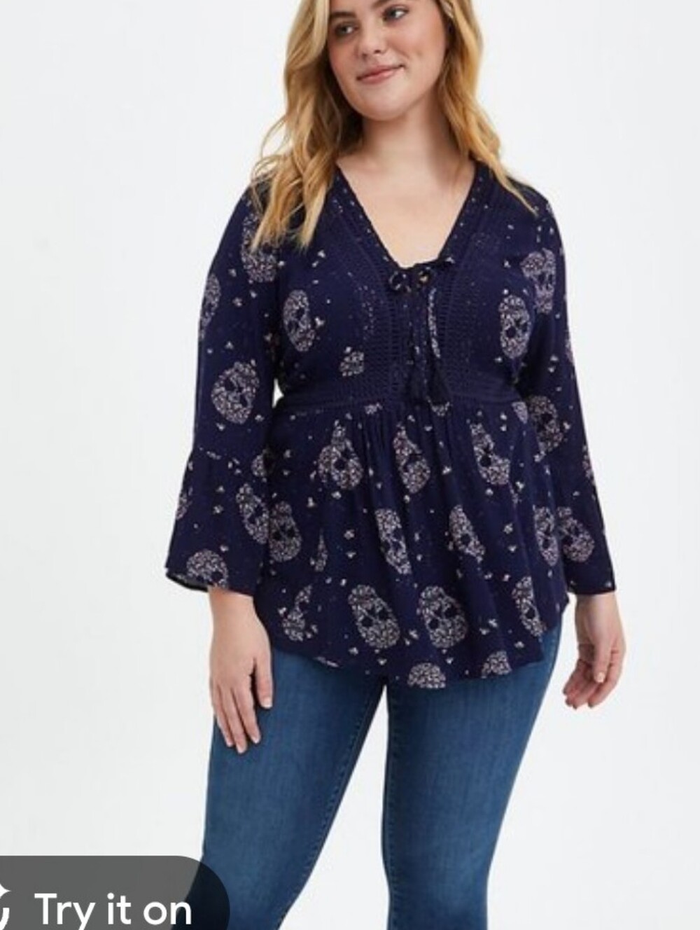 TORRID Gauze Babydoll Skull Print Lace boho Top 5XL
